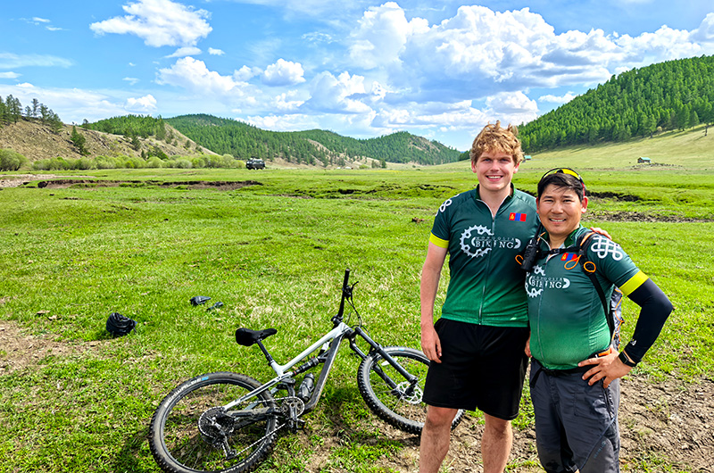 Cycling amongst yaks in Mongolia